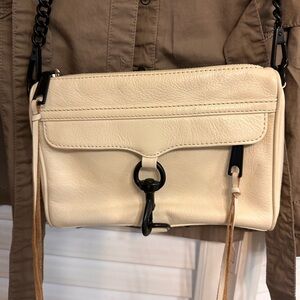 REBECCA MINKOFF Cream Leather Crossbody Bag